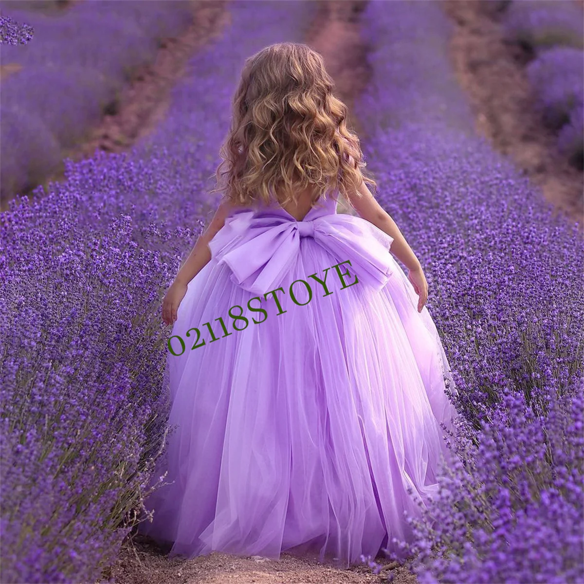 Сиреневое платье принцессы для девочек Тюлевое Пышное Платье с милыми цветами