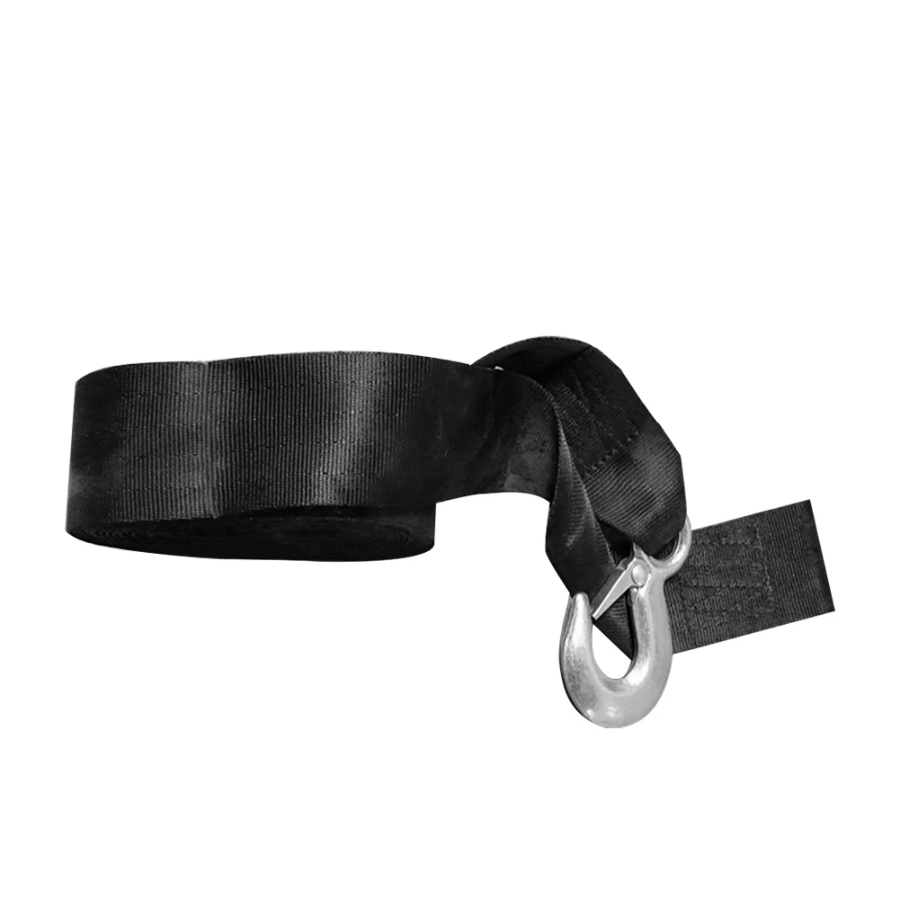 

Practical Car Webbing Portable With Safety Snap Hook Trailer Winch Strap Replacement Parts Vehicles Towing Rope Black Heavy Duty