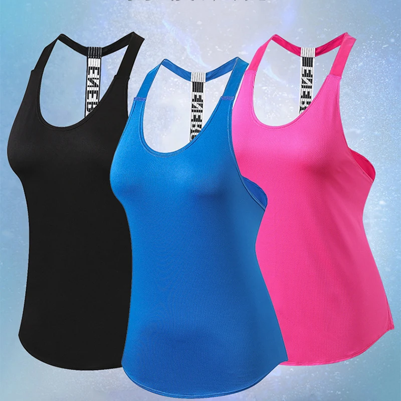 

Women Sleeve Less Fitness Yoga Vest High Stretchy Sports Tank Tops Loose GYM Clothing Fitness Bodybuilding T shirt
