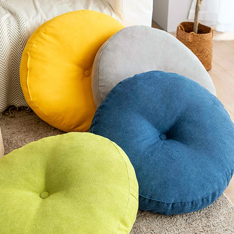 

Japan Style Soft Thick Chair Floor Cushion Pillow Solid Color Round Seat Tatami Cushions Pouf Butt Pillows Decor Home Coussin