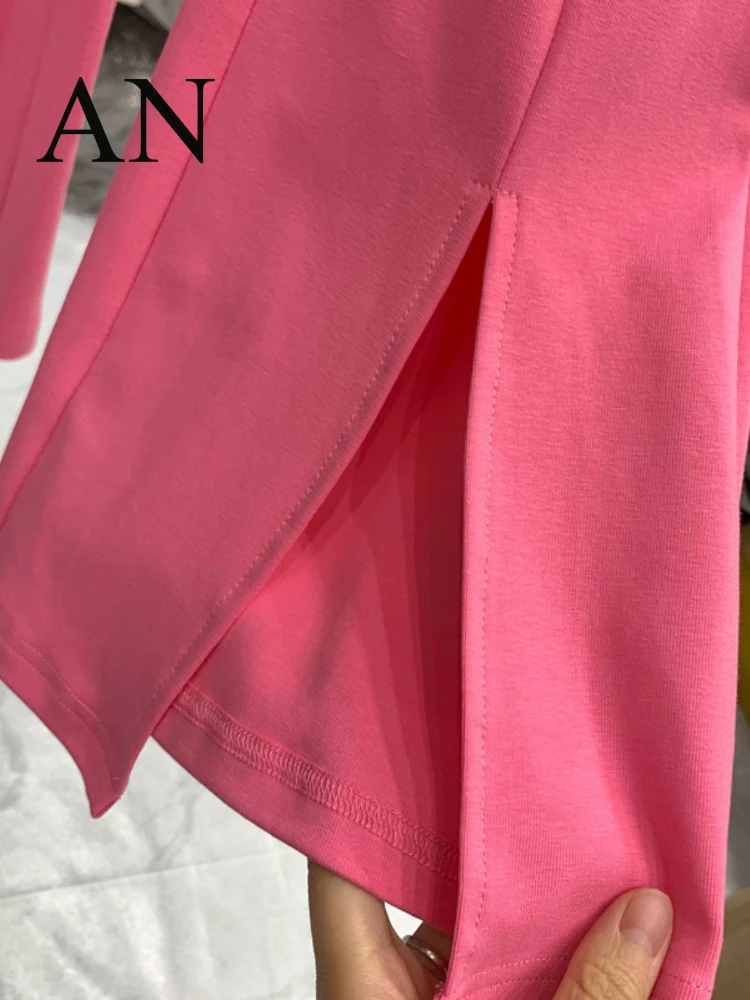 Новый Повседневный брючный костюм с разрезом новая облегающая короткая футболка