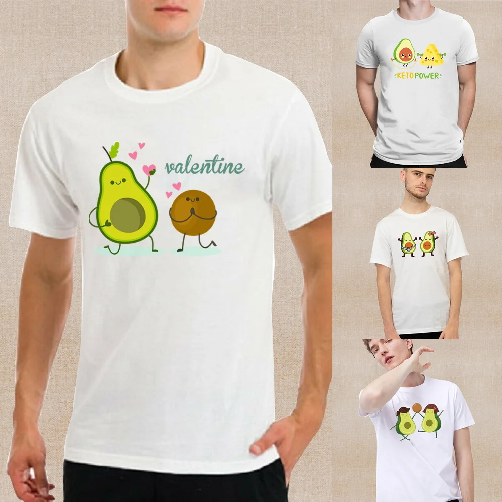 

2022 New Fashion Short-sleeved Cute Avocado Print T-shirt Summer Round Neck Pullover Casual Comfortable Short Sleeve O-neck Tops