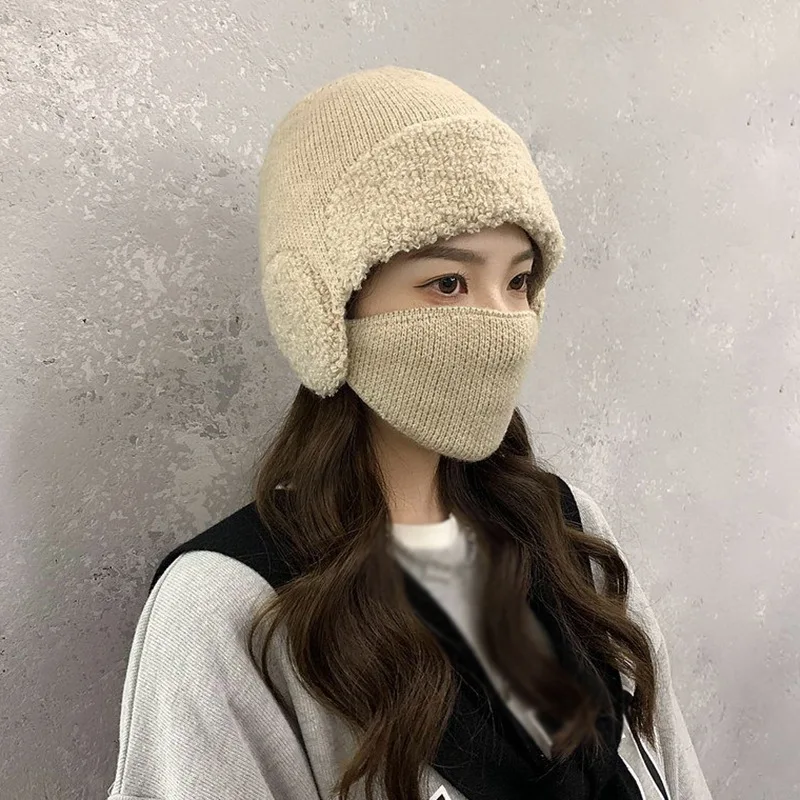 

Ветрозащитная утолщенная Повседневная шапка с ушами, маска 3 в 1, зимние детские шапки унисекс