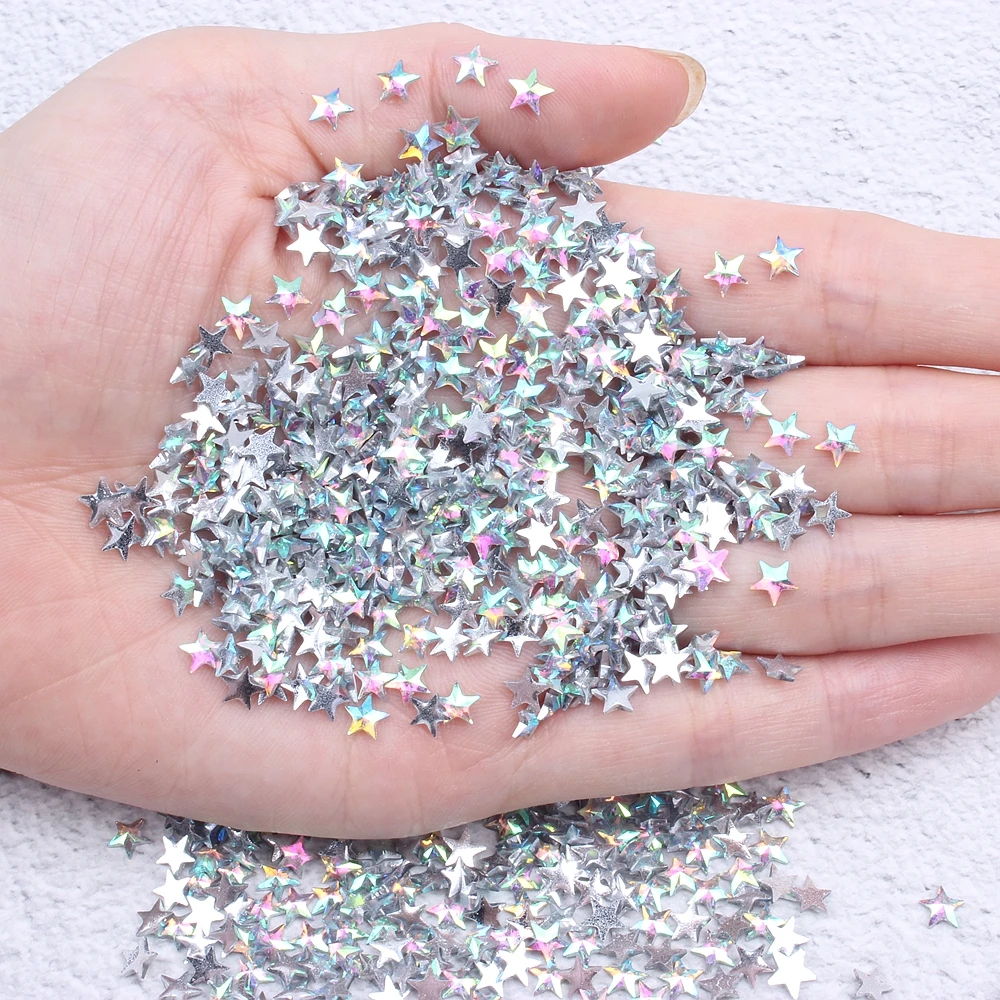 

New Star Resin Rhinestones 5mm 1000PCS Crystal AB Flatback Non Hotfix Glue On Diamonds DIY Nails Art Jewerly Making Supplies