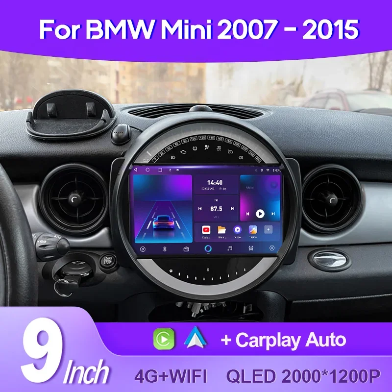 QSZN для BMW MINI COOPER R56 R60 2007 - 2014 2K QLED Android 13 автомобильное радио мультимедийный