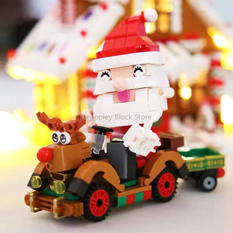 

Santa Claus Reindeer Car Building Block Creative Expert Santa Claus Vehicle Model Brick kits Toys For Children Xmas Gift MOC