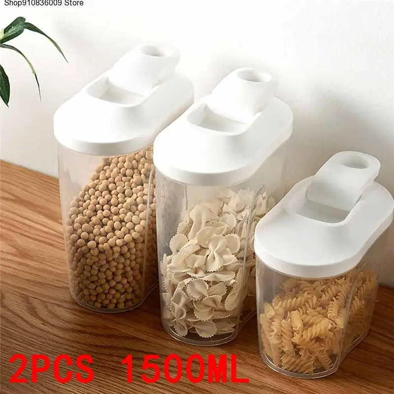 

Creative Cover Cereal Grain Storage Boxes Scaled Cup Cover Plastic Kitchen Food Bean Rice Storage Box Container Organizer