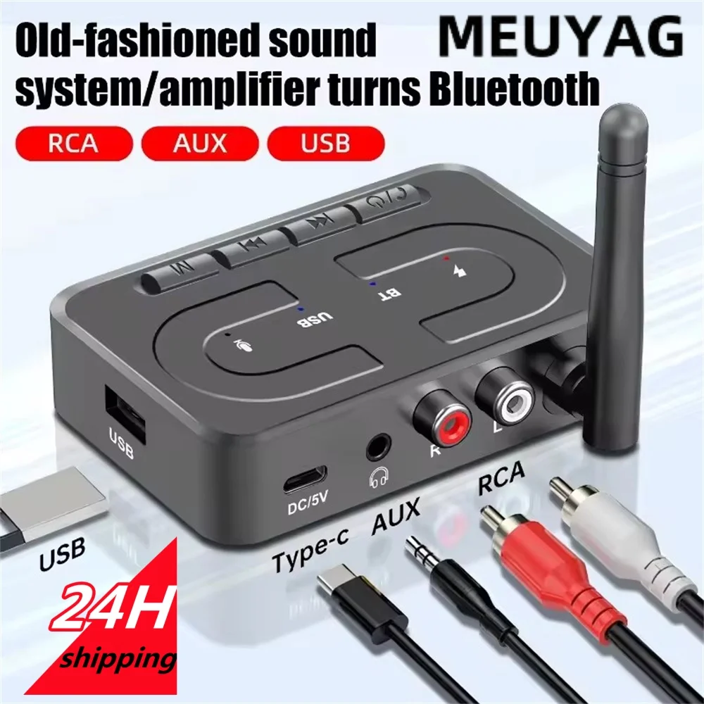 Фото Bluetooth-приемник 6.0, USB-адаптер для воспроизведения музыки с HD-микрофоном и антенной, беспроводной адаптер с разъемами 3.5 мм AUX и RCA, HIFI-стерео для автомобильных колонок и усилителей №2