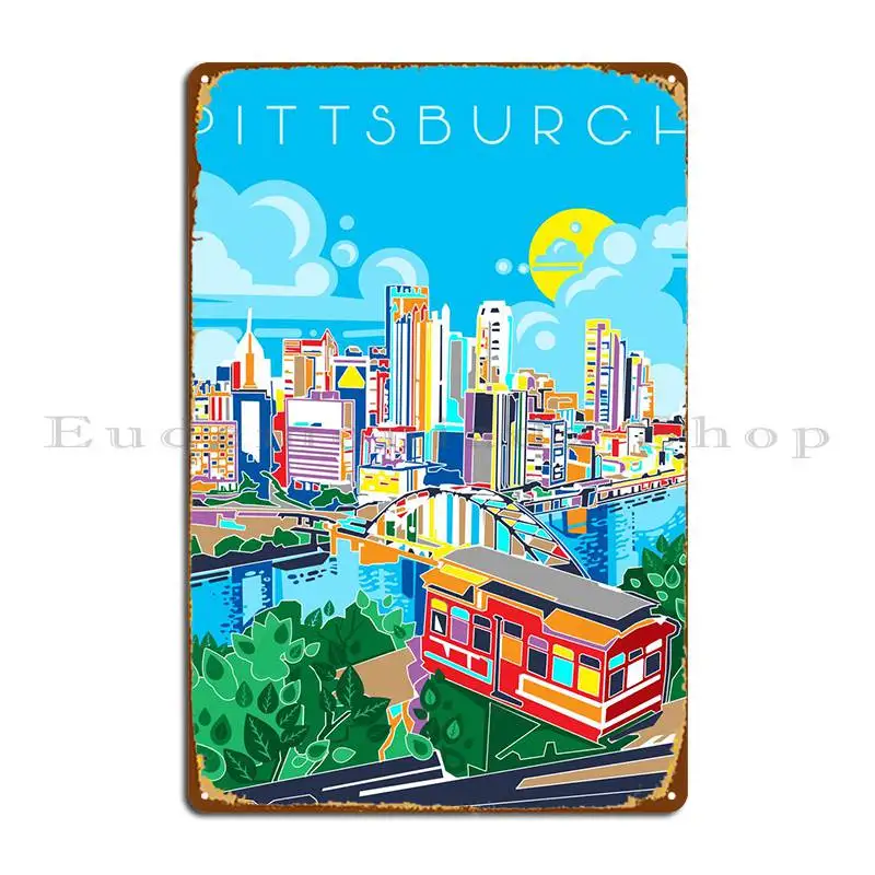 Городской современный металлический плакат в стиле Питтсбурга, печатный киноплакат для гостиной, гаража, фотоплакат