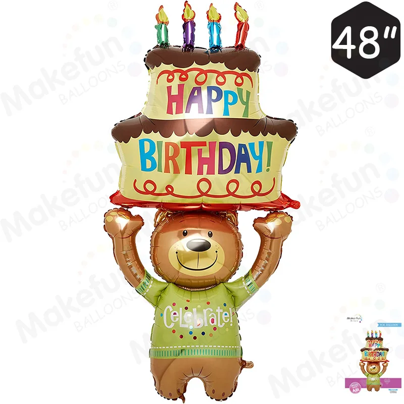 

Large Drag Cake Teddy Bear Balloon 1st Birthday Celebration Ballon Happy Birthday Party Decoration Kid's Favor Gifts