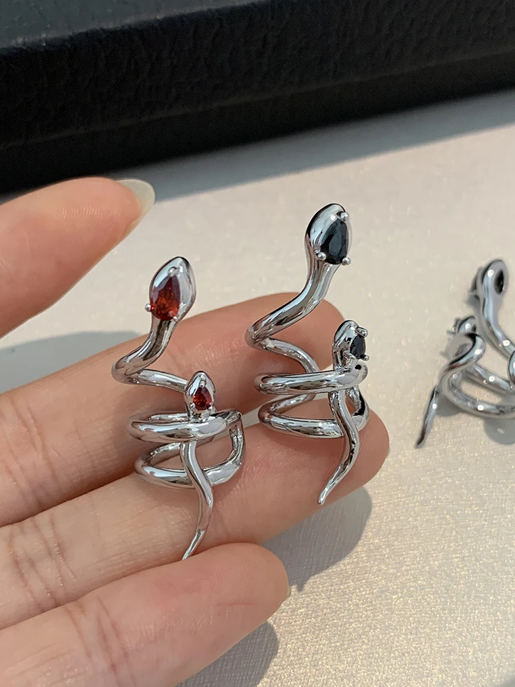 Серебряный зажим для ушей в форме змеиного холодного ветра женские серьги без