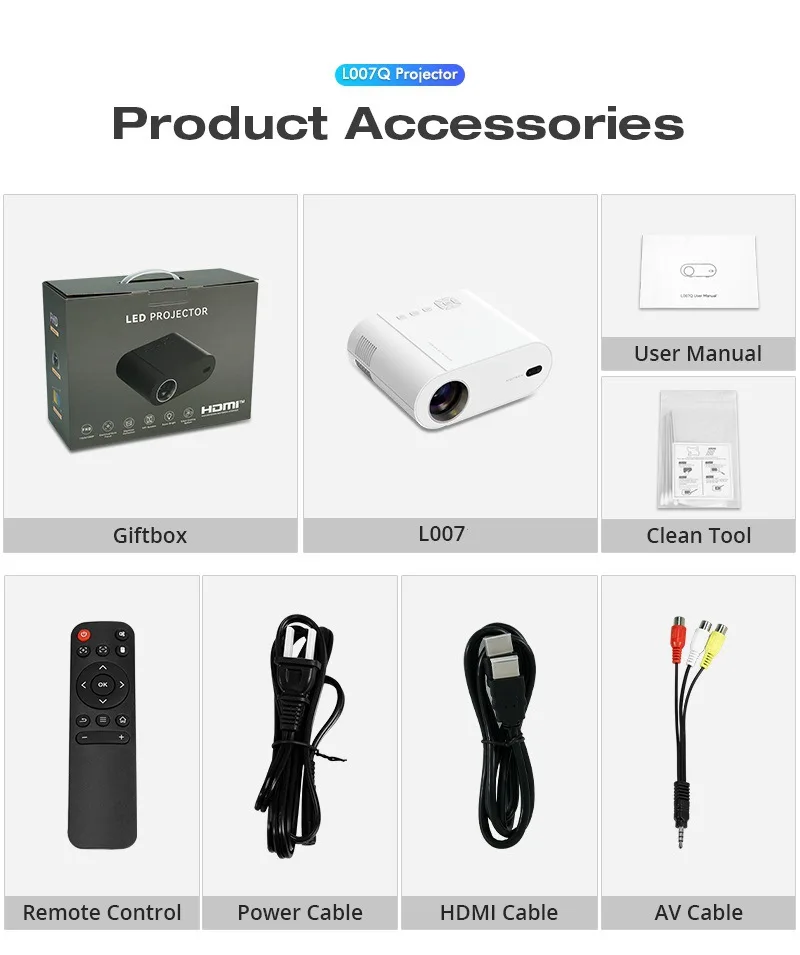 Проектор L007 4K Wi-Fi 6 дюймов Bluetooth автофокус