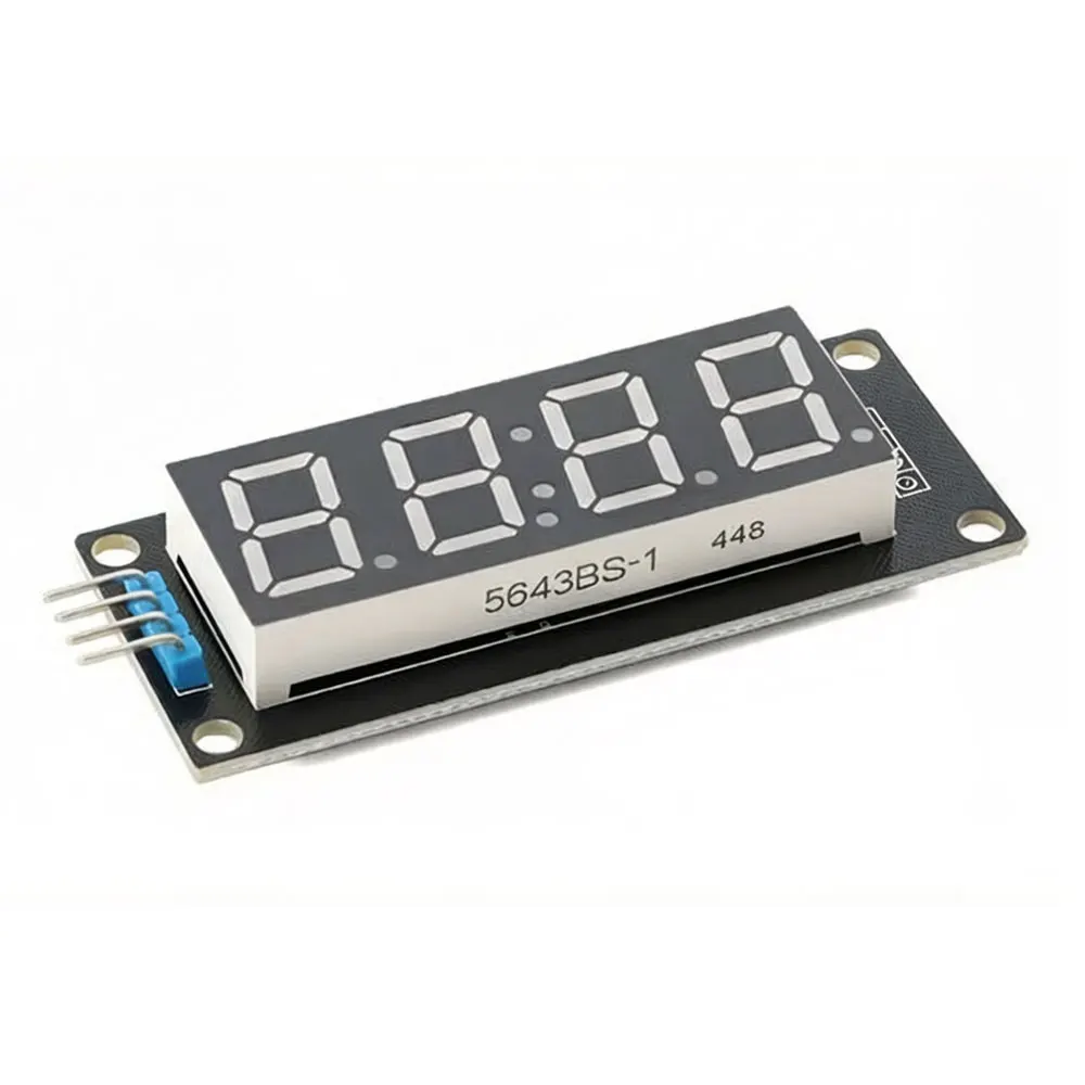 Модуль светодиодного дисплея TM1637 для Arduino, 4-разрядный, 7-сегментный, 0,56 дюйма, индикатор времени, трубчатый модуль, красный, синий, зеленый, желтый, белый (art.: 3920db2176b09) - 3920db2176b09