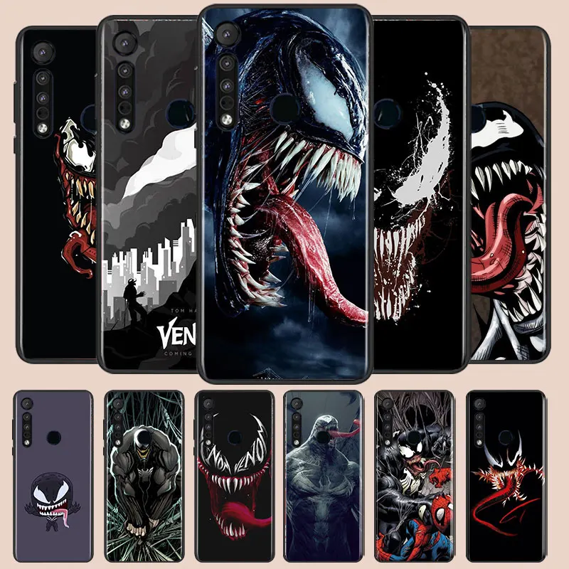 

Marvel venom iron spiderman Phone Case For Motorola E6 E7 One Marco G8 Play Plus G Stylus One Hyper Lite Plus G9 Black Silicone