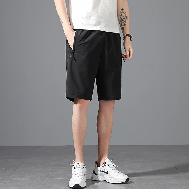 New Men'S Summer Versatile Thin Running Ice Silk Sports Shorts Youth Casual Loose Quick Drying And Breathable 5-Point Pants