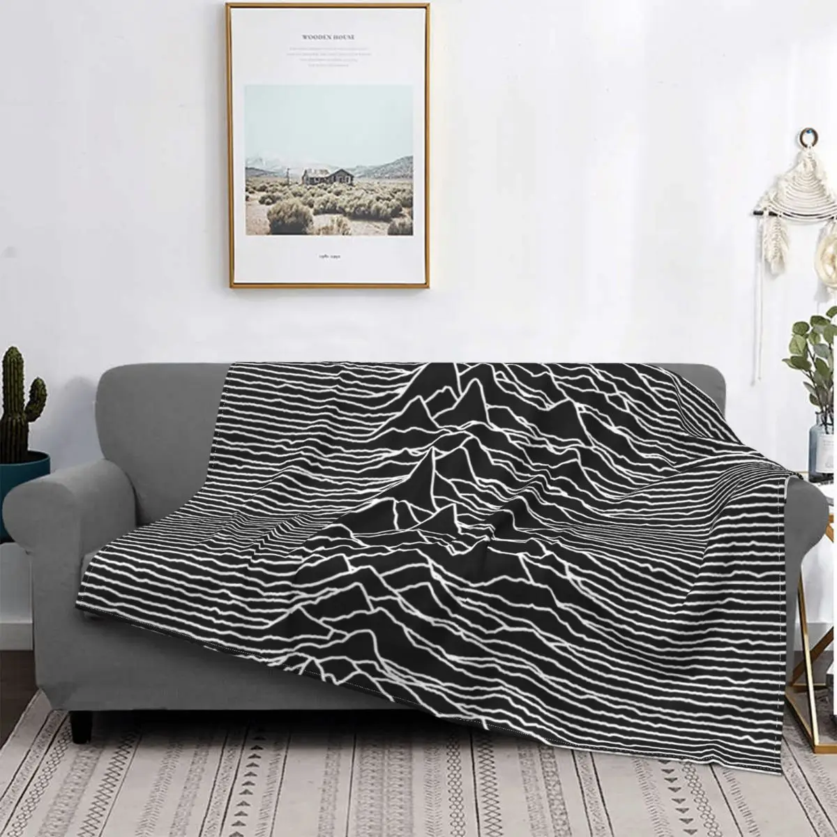

Unknown Pleasures J01-Manta a cuadros para cama, colcha a cuadros, Sudadera con capucha de muselina, manta, toalla de playa de l