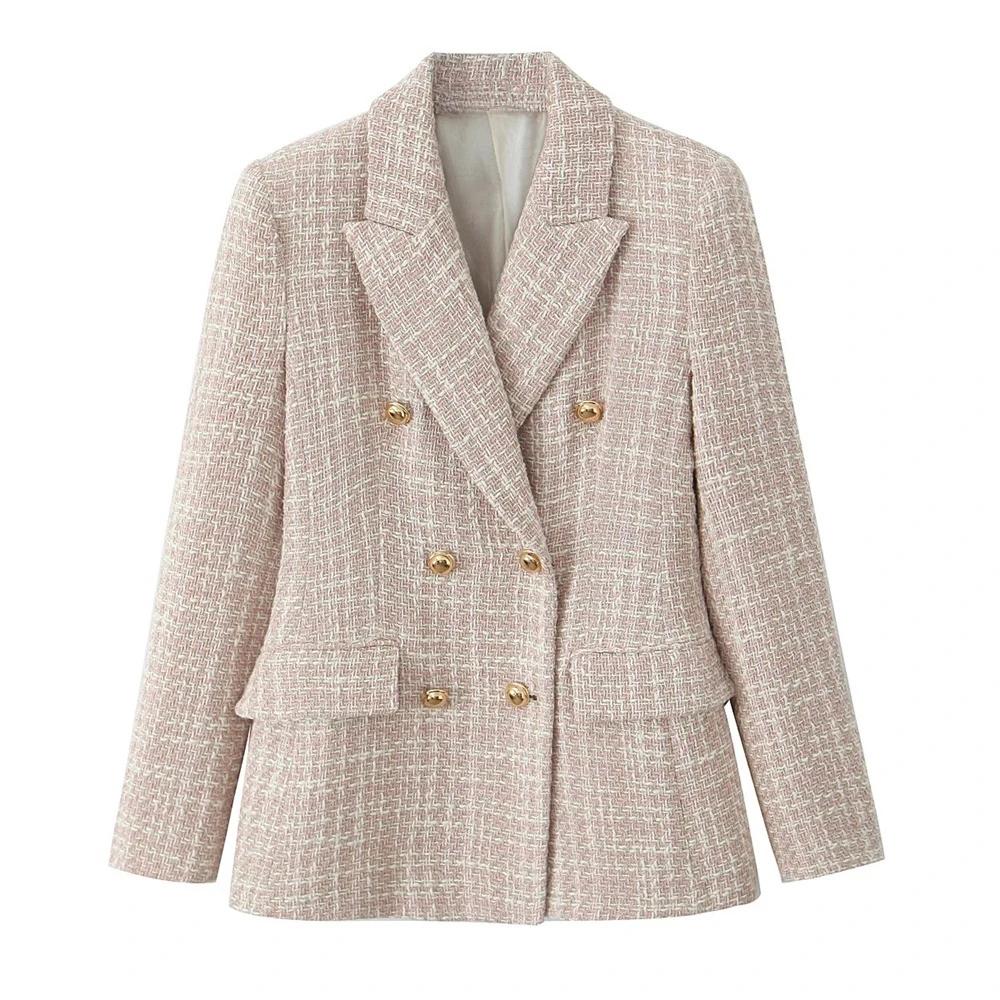 Женский двубортный пиджак Taop &amp Za повседневный Универсальный жакет с длинными