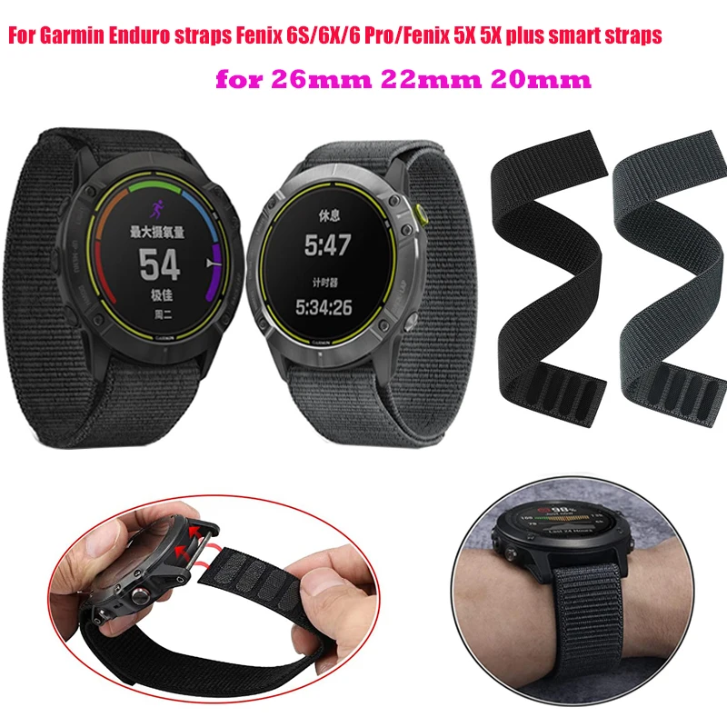 

26mm 22mm 20mm Nylon Strap for Garmin Enduro Strap Fenix 6 6X Pro Fenix 5 5X Plus 3 3HR Forerunner 935 945 D2 Bravo Smart Strap