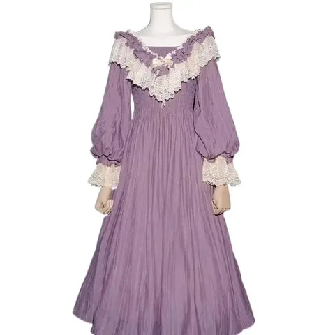 Платье Nicemix фиолетовое кружевное