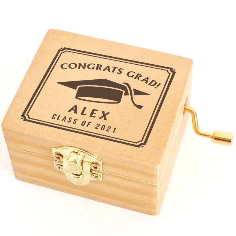 Music Box Graduation Music Box Music Available Custom Engraved Wood Gifts for Dad Music Box Personalized Wooden Gifts