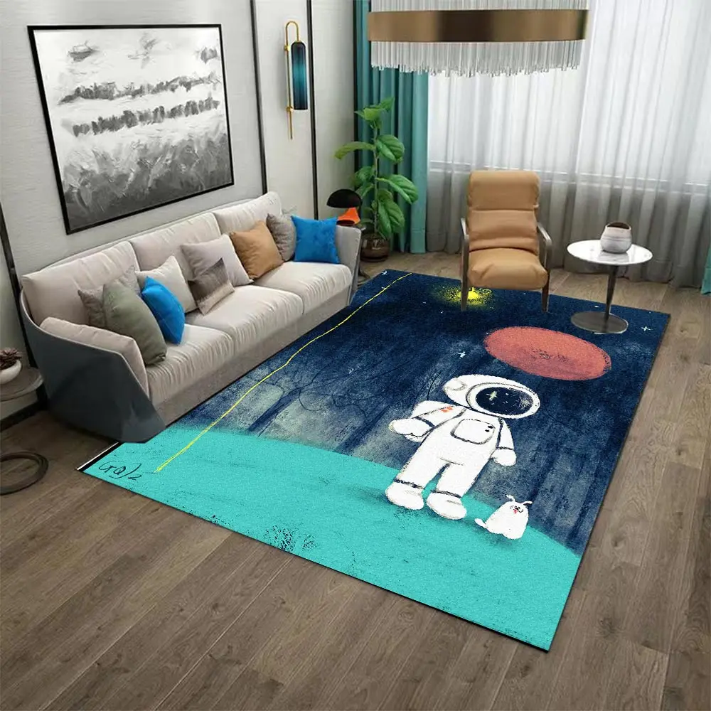 

Space Planet Astronaut Carpet Living Room Large Area Rugs Bedroom Carpet Modern Decor Washable Floor Non-Slip Rug