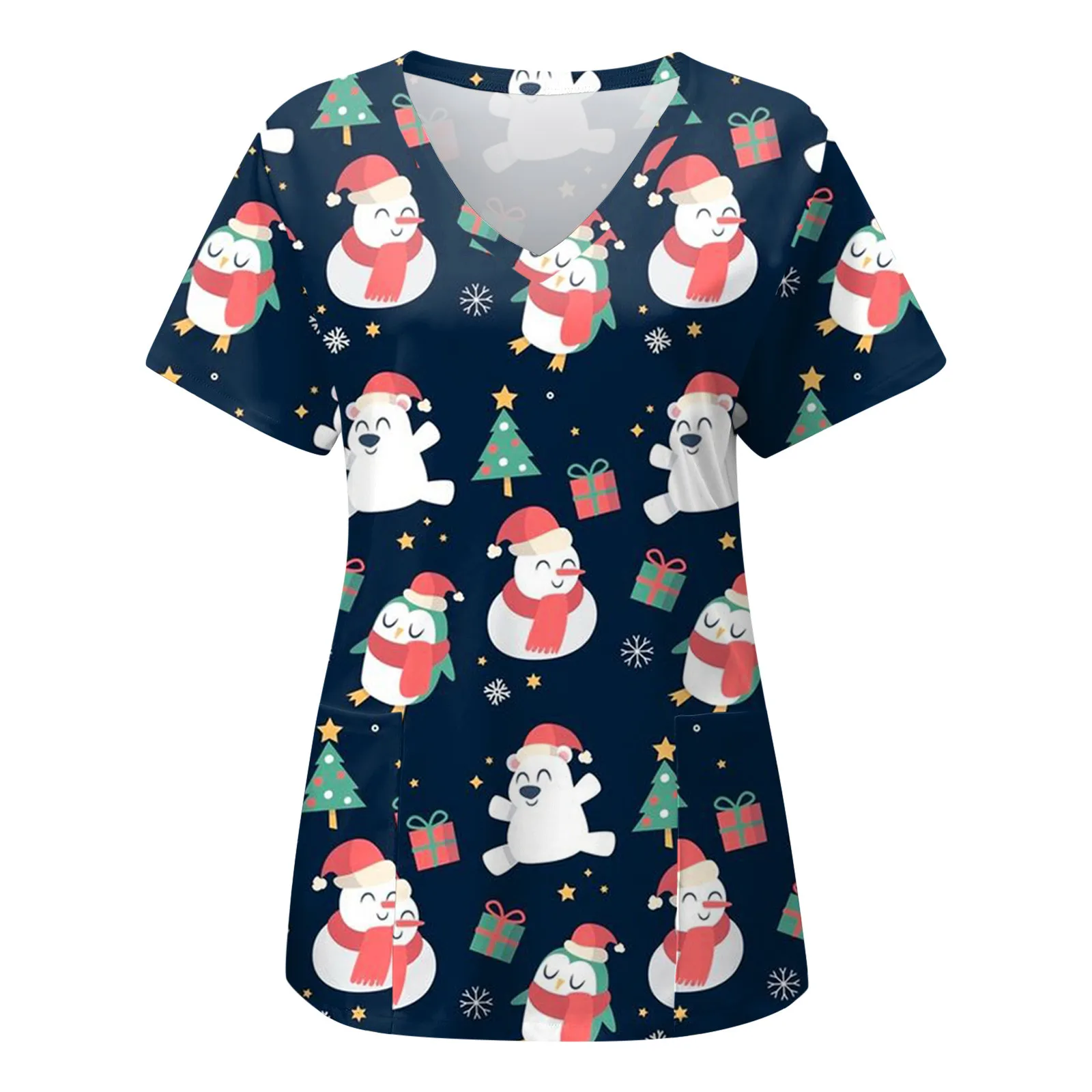 Женская рождественская графическая хирургическая форма медицинские скрабы топ