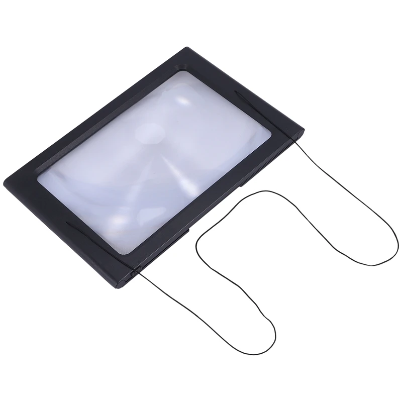 

Увеличительное стекло на полную страницу 3X, большая прямоугольная Лупа со светодиодной подсветкой, Складная Настольная портативная