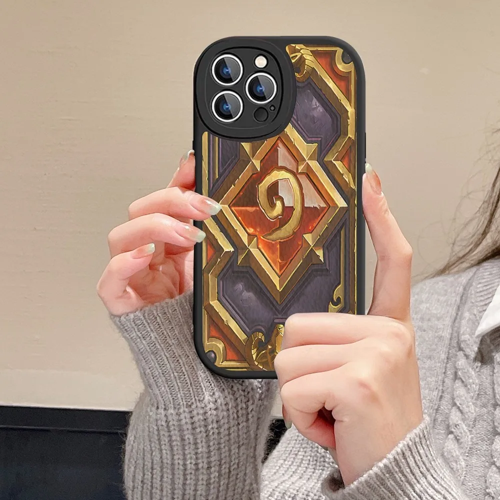 H-Hearthstone Card Backs Phone Case Hard Leather For IPhone 16 15 14 13 12 Mini 11 Pro Max Xs X Xr 7 8 Plus Fundas