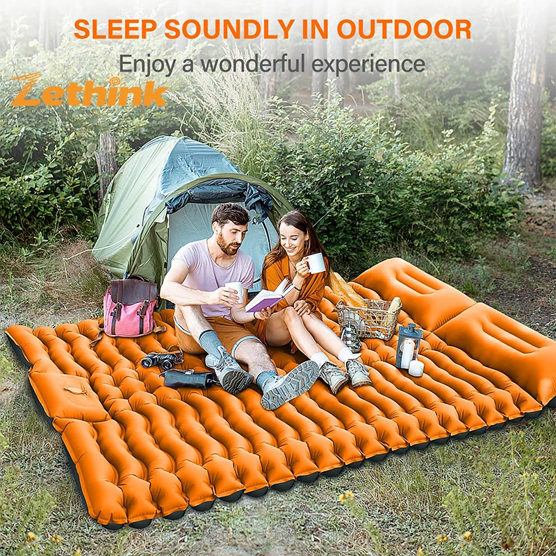 Спальный коврик Feistel Double Camping сверхлегкий для кемпинга с подушкой встроенный