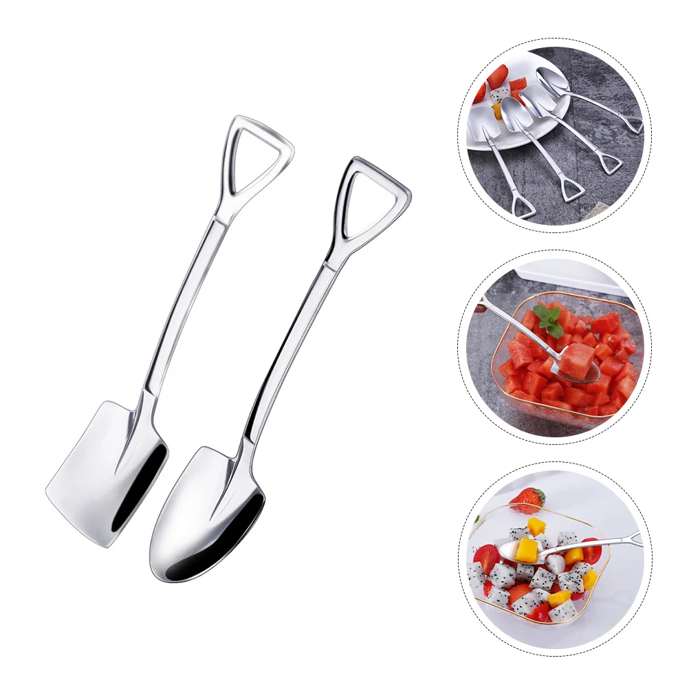 

4pcs Shovel Spoons Stainless Steel Ice Cream Scoop Spade Shovel Shape Spoons