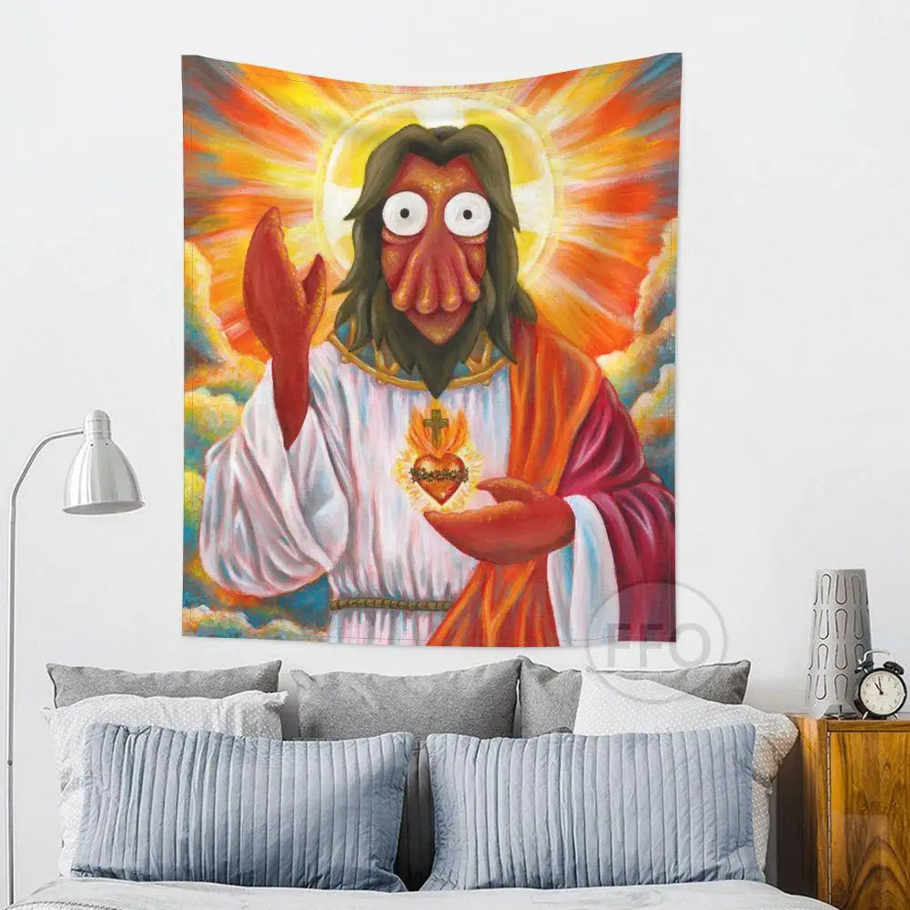 

Futuramaes Zoidberges Jesuses Tapestry Wall Hanging Jesus Meme Tapestry Aesthetic Room Decoration Tapestries Bedroom Bed Sheet