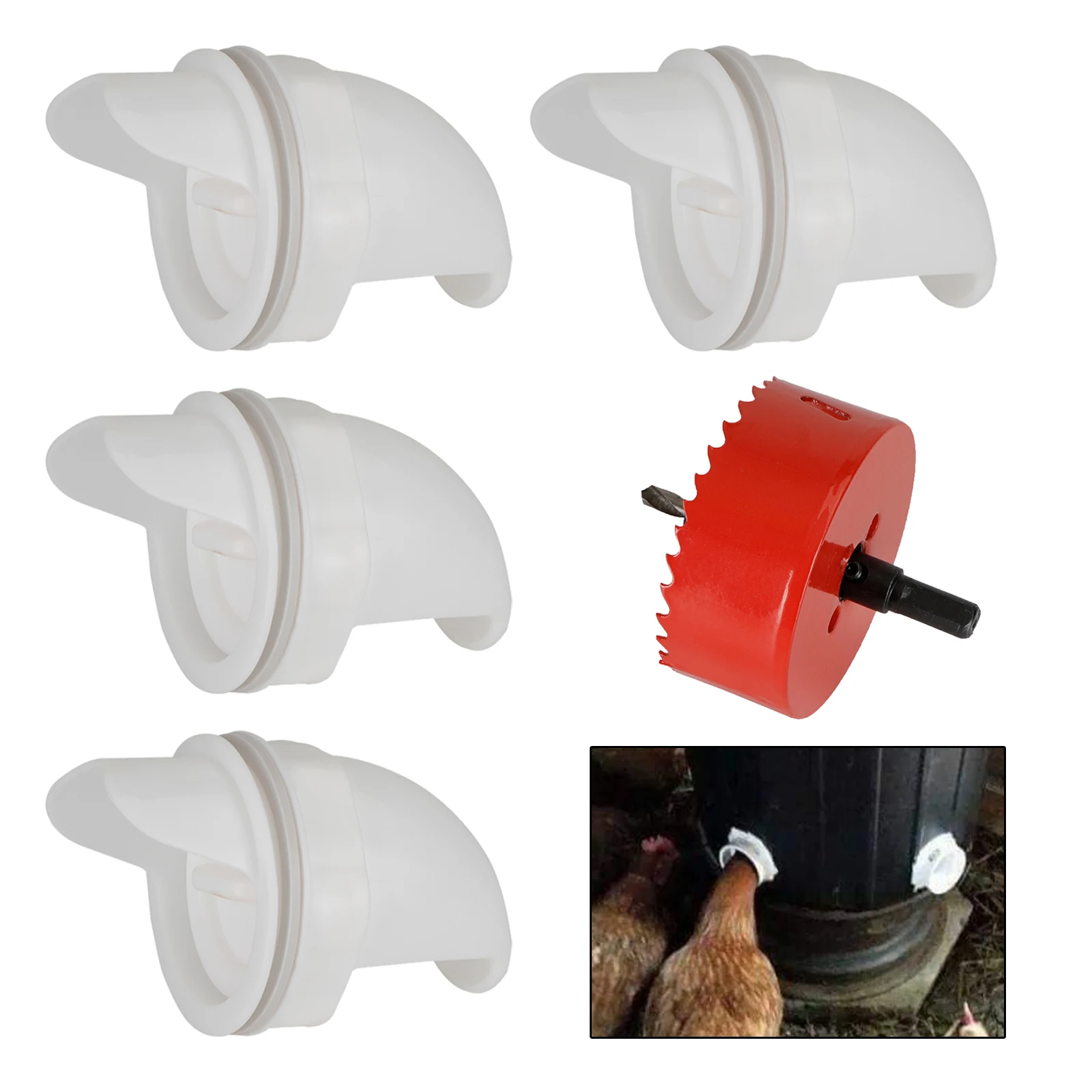 

Areyourshop Chicken Feeder Poultry Pro Feeder Accessories Chicken Feeder Feeder Ports