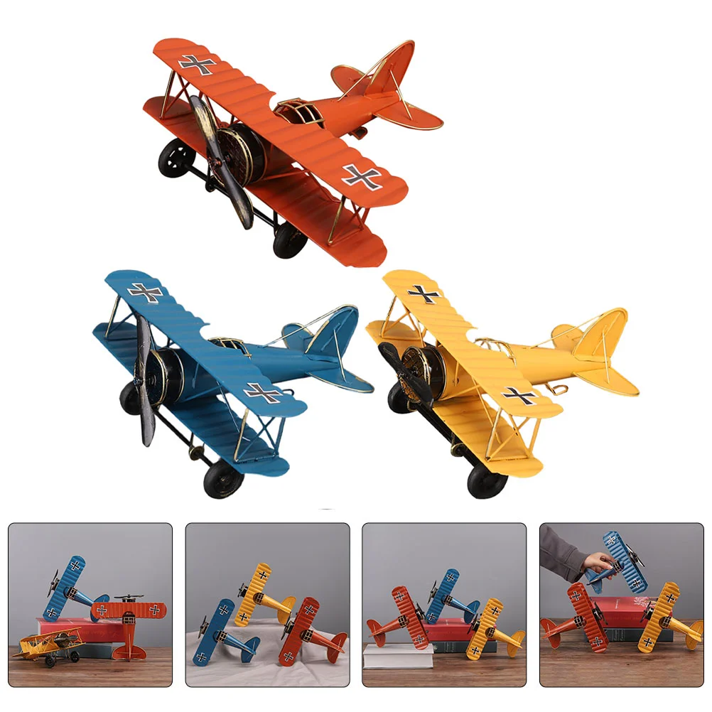 

Airplane Model Ornament Decorations Vintage Metal Craft Adornment Retro Aircraft