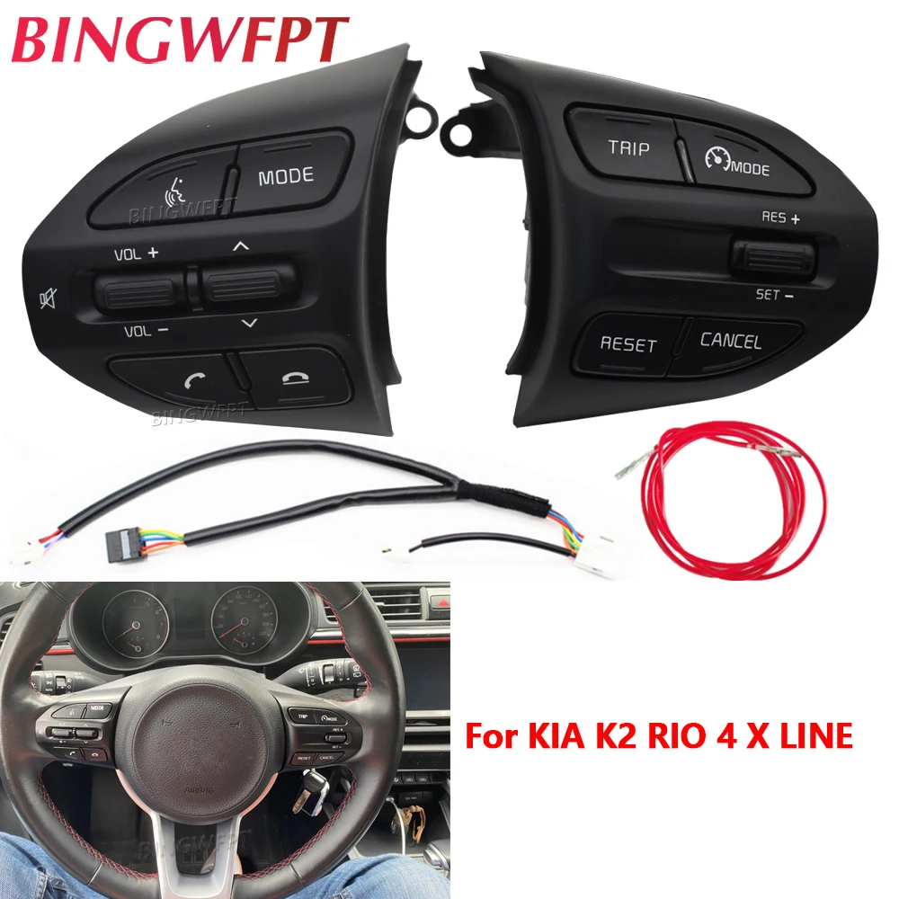 

Multifunctional Steering Wheel Buttons For Kia RIO 2018-2021 X-LINE K2 RIO 4 Cruise Control Remote Volume Bluetooth Car Switches