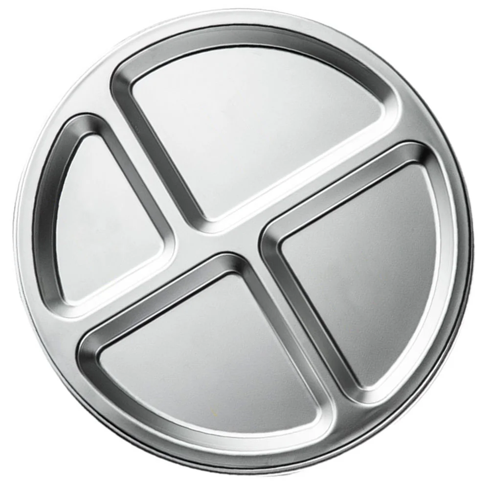 

Stainless Steel Dinner Plate with Dividers for Adults Trays Plates Grid Metal Eating Lunch Baby