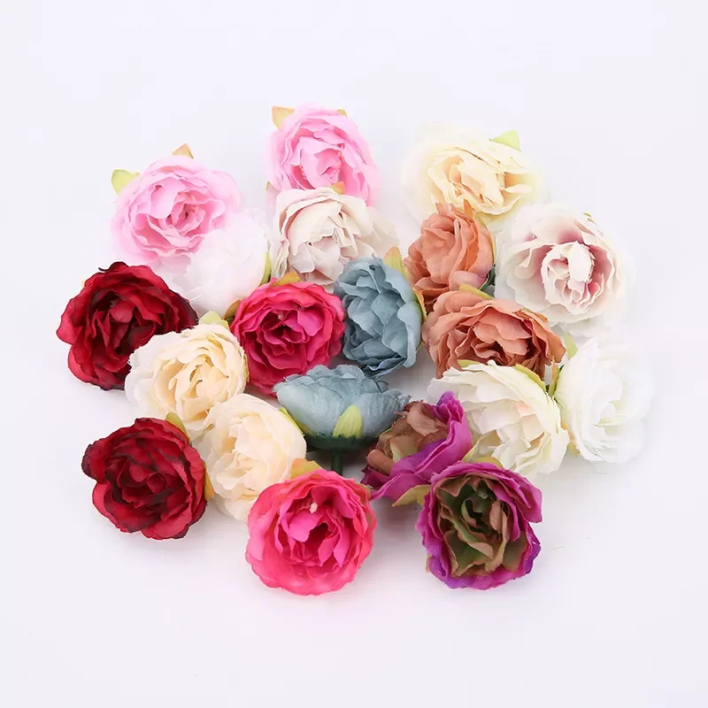 

5pcs 4cm Silk Retro Roses Heads Vases For Artificial Peony Flower Decoration Wedding Car Home Fake Flower Wall Diy Gifts Brooch