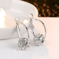 trendy women earring shiny stone ball minimalist gift low key party daily wearable new fashion female jewelry drop hoop earrings