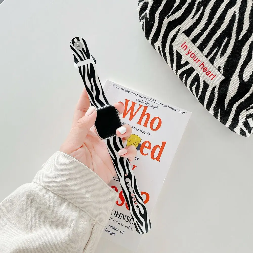 Glossy Cows Zebra TPU Loop for Apple Watch 8 7 6 5 4 3 2 SE Sports Bracelet Band Watch Band Strap 41mm 45mm 44mm 40mm 42mm 38mm