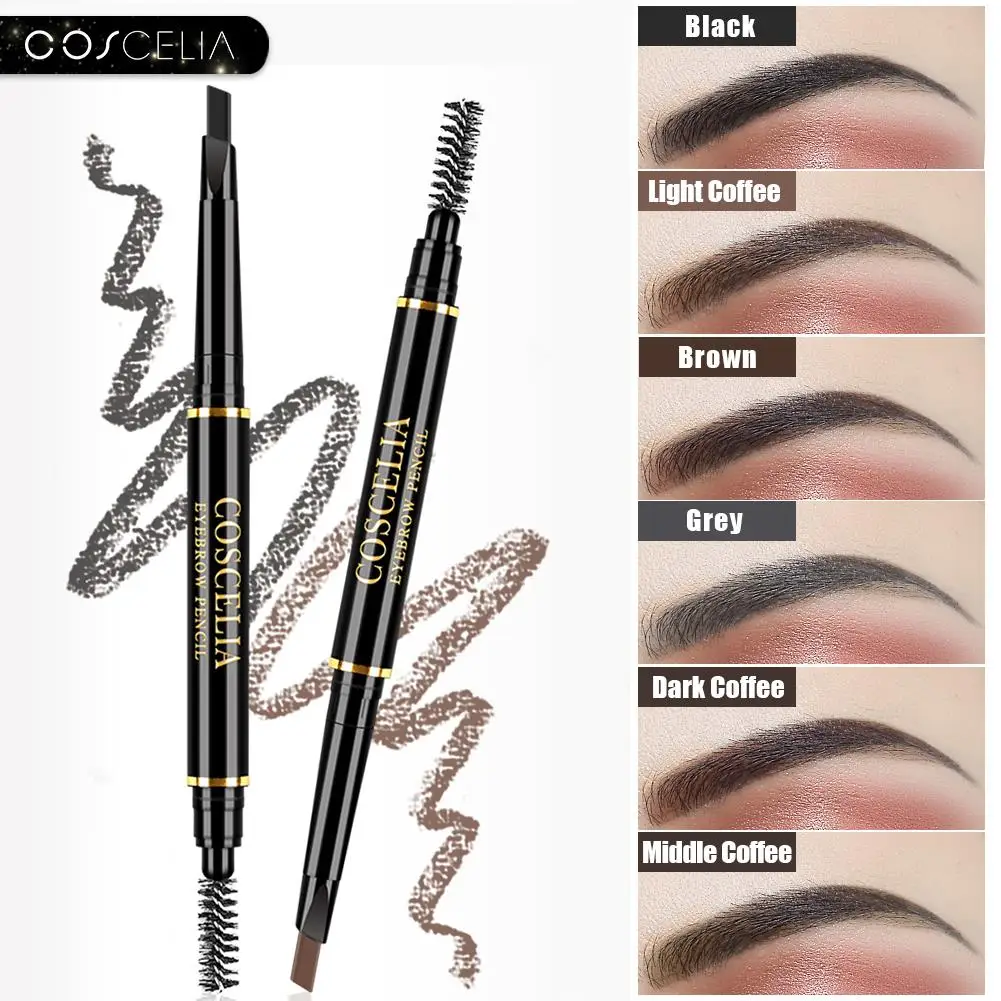 

COSCELIA Eyebrow Pencil Double-Sided For Makeup Lasting Pen Eyebrow Cosmetics Easy to Draw Tools Pencil Smooth Color Rendering