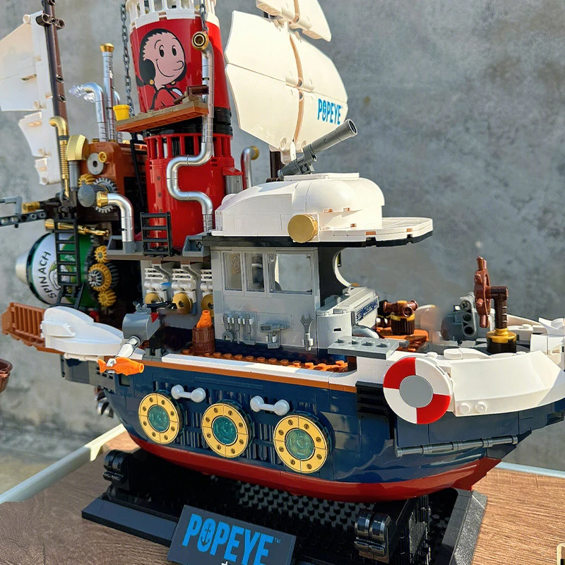 

Movie & Game 86402 Pop Eye Steam Treasure Boat Anime Sailboat Model with Figures Building Blocks Bricks Toys for Child Gift Set