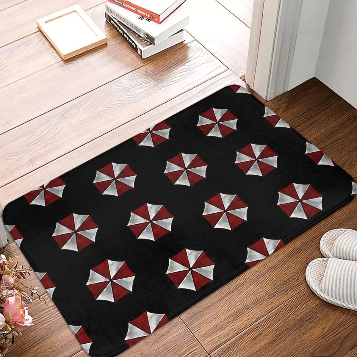 

Umbrella Corporation Non-slip Doormat Black Art Bath Bedroom Mat Welcome Carpet Flannel Modern Decor