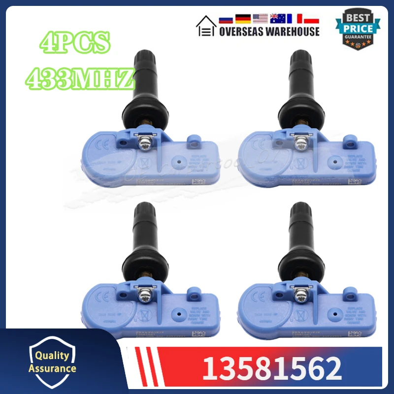 

433MHZ 4PCS Tire Pressure Monitor Sensor 13581562 For 2014 Opel Corsa D 2014-2015 Vauxhall Corsa Van TPMS TYRE PRESSURE SENSOR