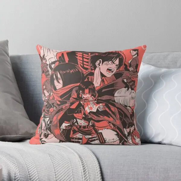 

Attack The Titans Printing Throw Pillow Cover Waist Hotel Office Sofa Square Home Cushion Anime Case Decor Pillows not include
