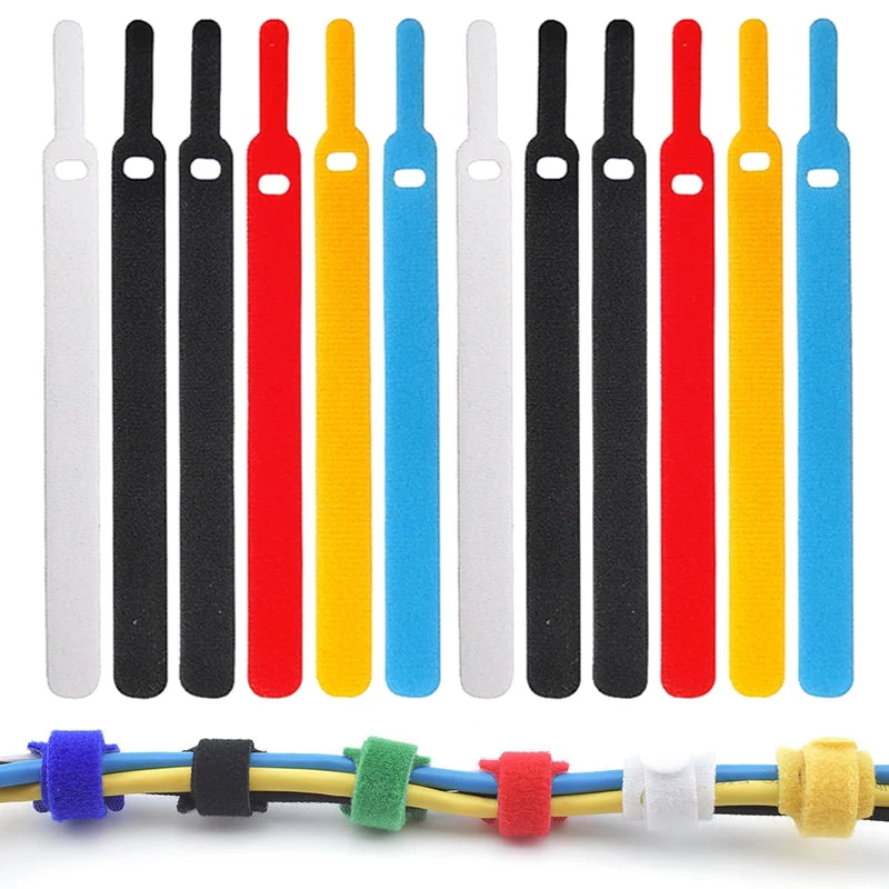

20PCS Candy Color Data Cable Magic Ties Reusable Self-Adhesive Needle Ties for Earbuds Headphones Cell Phone Winding Fix