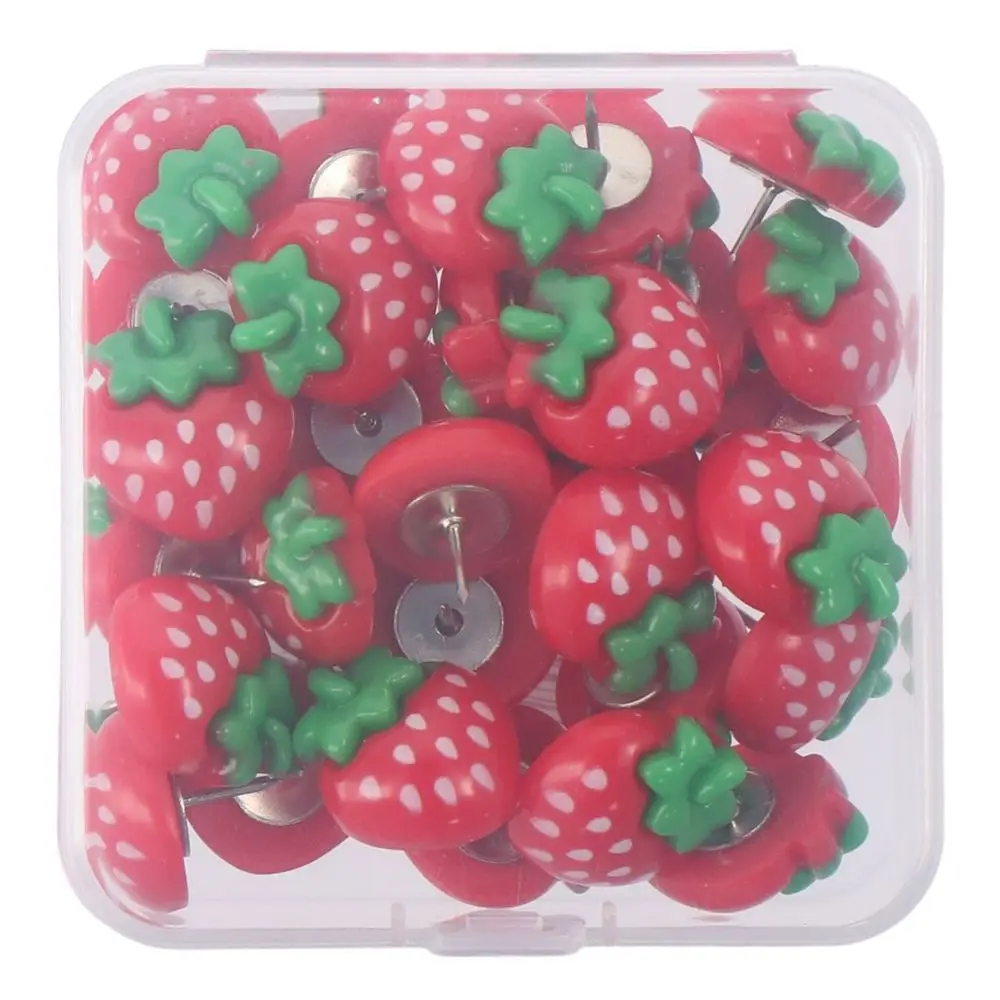 

0,6 дюймовые этикетки клубники, креативные красные Клубничные булавки для офиса, полимерные булавки для записей, настенные офисные булавки