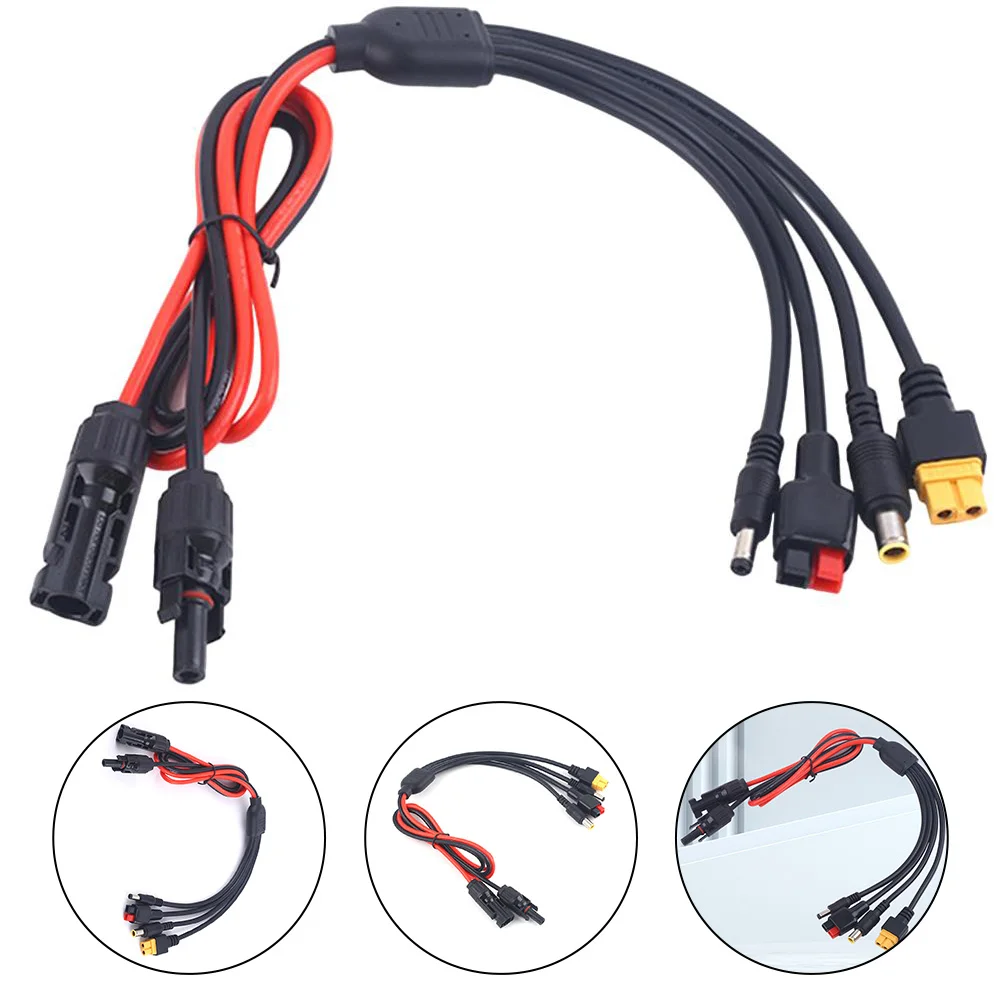 Адаптеры для разъема солнечной панели 4-в-1 Кабель зарядки батареи XT60/DC5521/7909