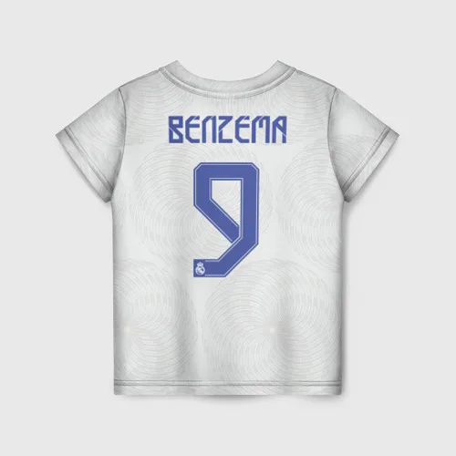 Детская футболка 3D Бензема Реал Мадрид 2021/2022