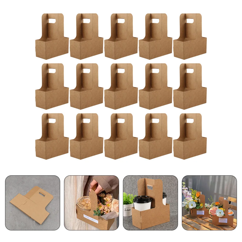 

15pcs Takeout Cup Holder Coffee Carrier Beverage Cup Carry Holders Drink Carriers