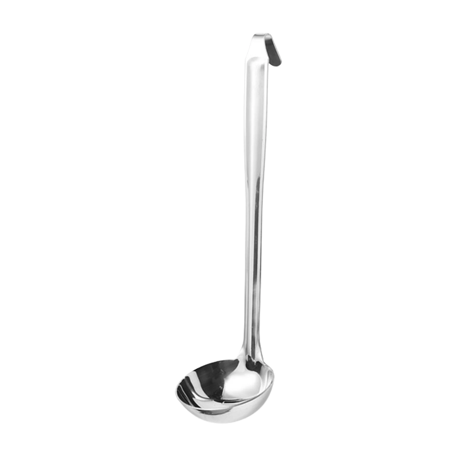 

Serving Long Handle Kitchen Tool Silver Meat With Hook Mirror Polished Round Hanging Gravy Porridge Soup Spoon Dining Room
