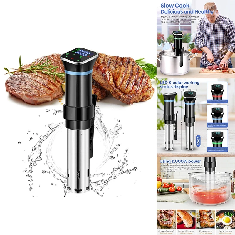 

Sous Vide and Precision Cooker, 1100W Immersion Circulator Digital Interface, Temperature and Timer for Kitchen
